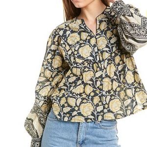 🆕NWT Cleobella Julian blouse in Navy/Citrine